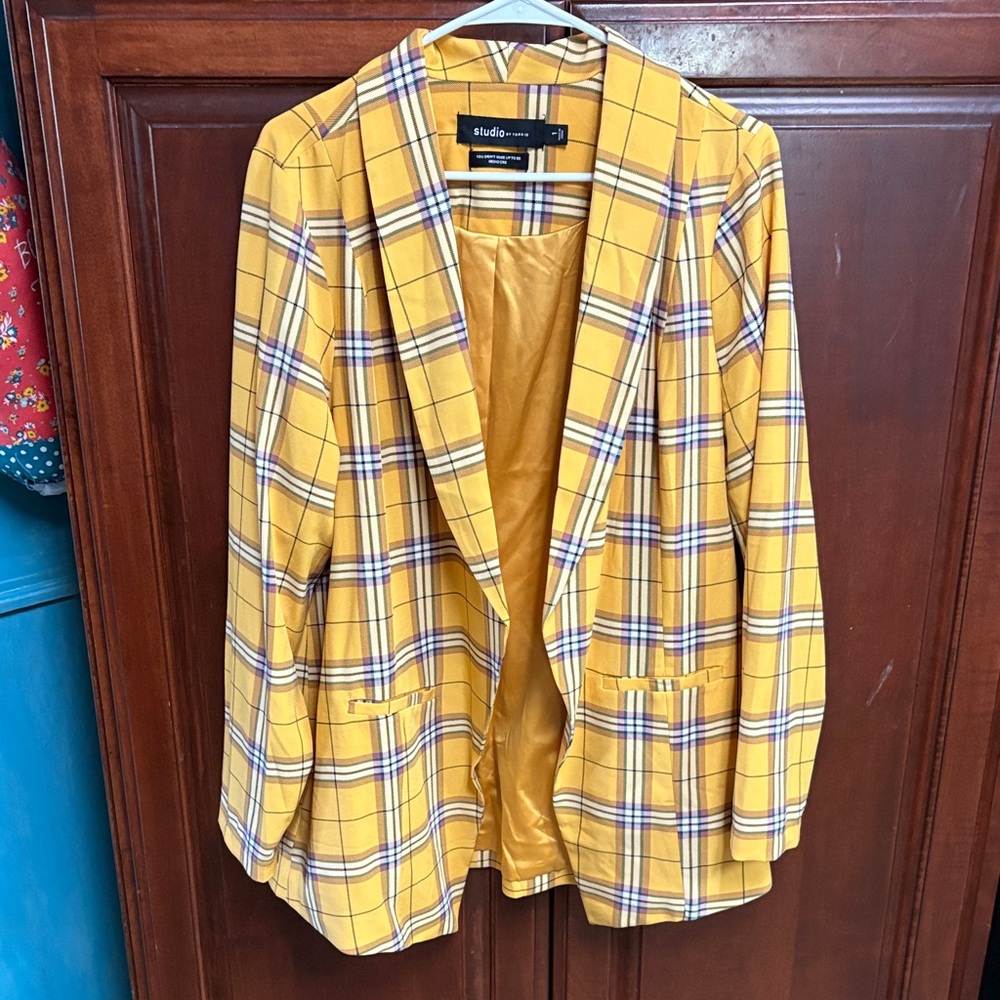 Torrid Women's Mustard Plaid Blazer
